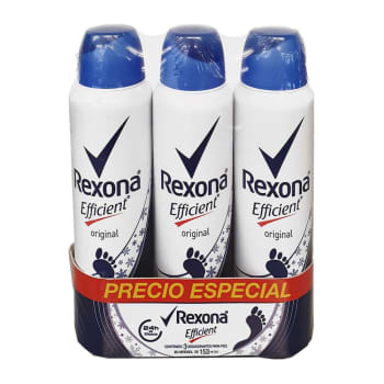 Desodorante para Pies Rexona Efficient Original 3 pzas de 88 g c/U