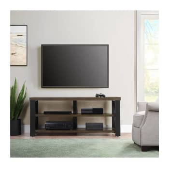Mueble para TV con estantes abiertos de eco madera y marco de acero