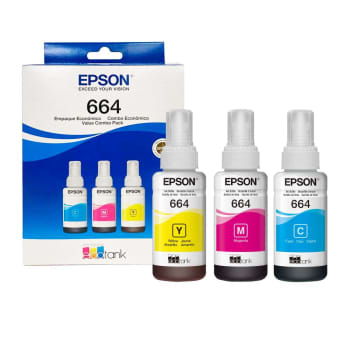Botellas de Tinta Epson Tricolor CMY T664 3 pzas a precio de socio
