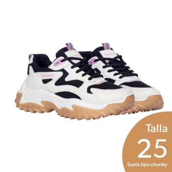 Tenis Chunky para Dama Aeropostale Talla 25 Blanco Negro