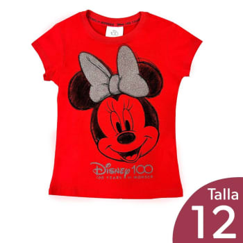 Playera para Ni a Disney 100 A os Minnie Mouse Talla 12 Roja a