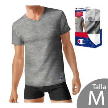 Playeras con Cuello en V Champion Talla M 3 pzas a precio de socio
