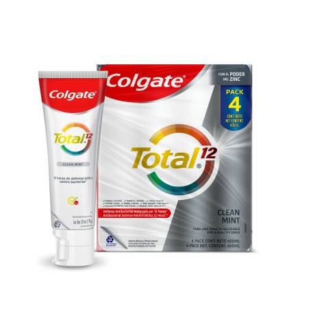 Crema Dental Colgate Total 12 Multiprotección 4 pzas de 150 ml